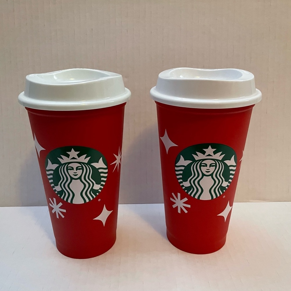 Starbucks 2022 Reusable Holiday Red Cup 25th Anniversary Edition, Set of 2